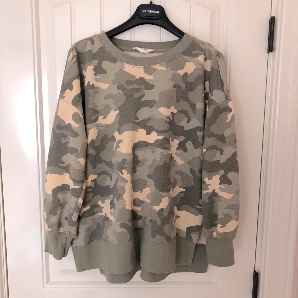 Pink Rose Camouflage Sweatshirt - Green and Cream